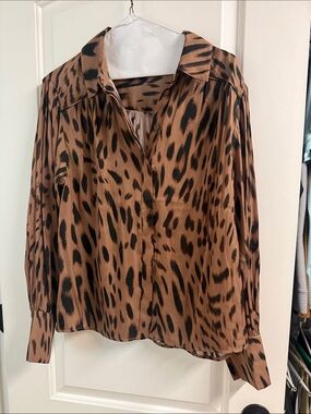 Sanctuary Brown and Black Leopard Print Button-Down Shirt